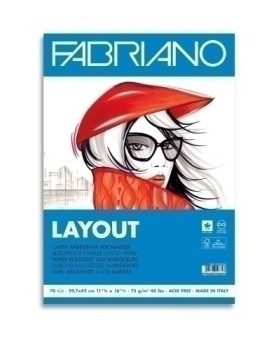 Bloc De Dibujo Fabriano Layout-Marker Encolado 75G A3 70H