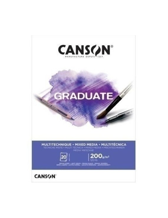 Bloc De Dibujo Guarro-Canson Graduate Mix Media (Encolado) 200G A3 20H