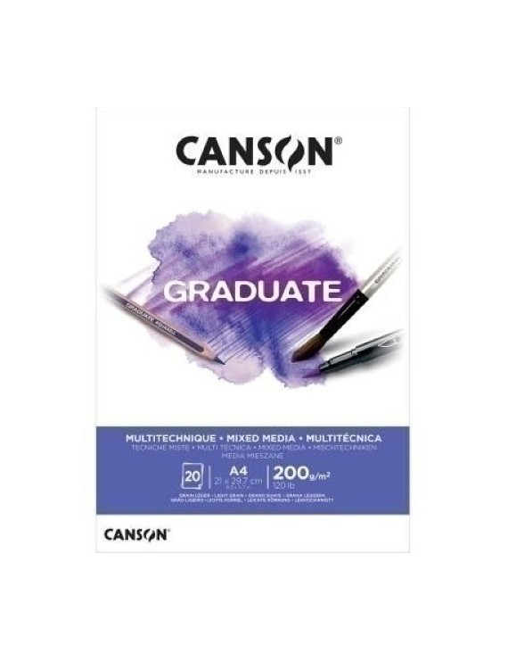 Bloc De Dibujo Guarro-Canson Graduate Mix Media (Encolado) 200G A4 20H