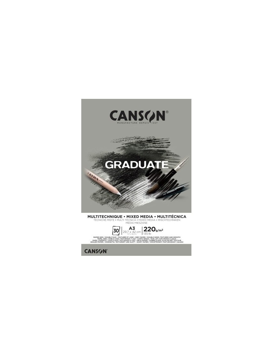 Bloc De Dibujo Guarro-Canson Graduate Mix Media 220G A3 30H Gris