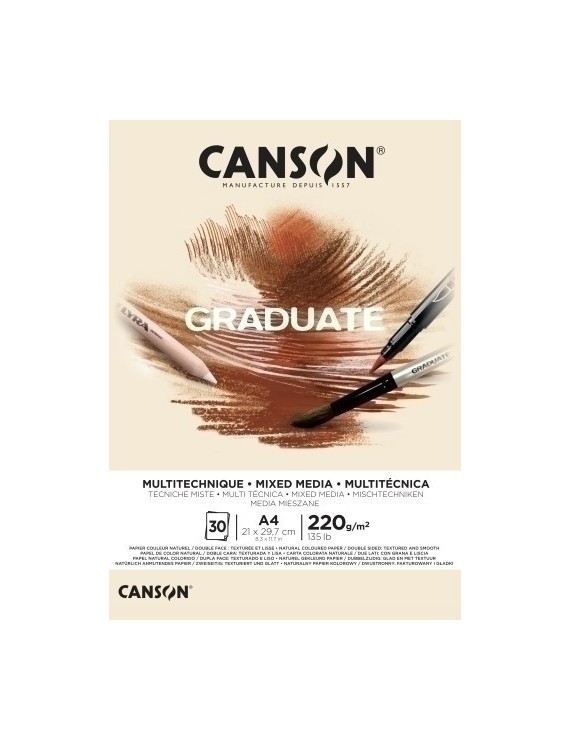 Bloc De Dibujo Guarro-Canson Graduate Mix Media 220G A4 30H Natural