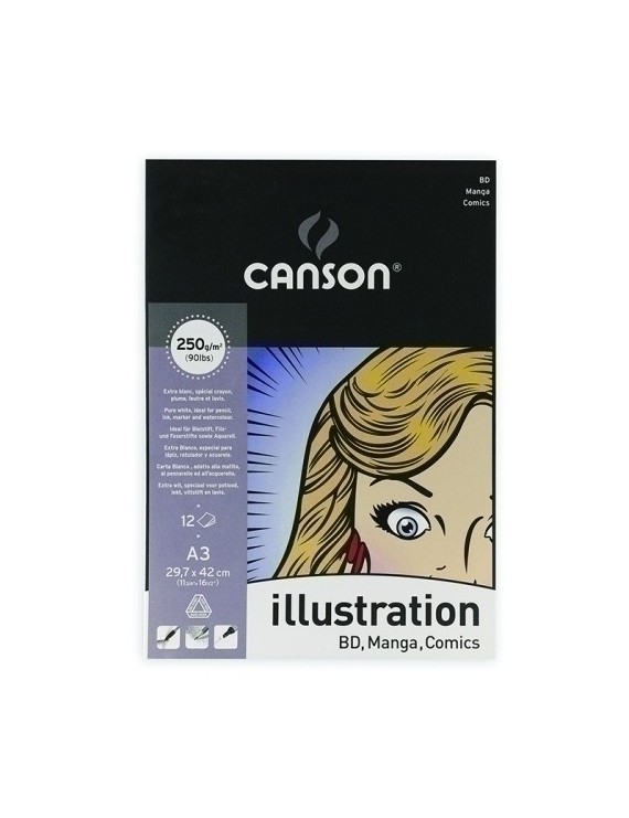 Bloc De Dibujo Guarro-Canson Illustration (Encolado) A3 12H 250G Liso