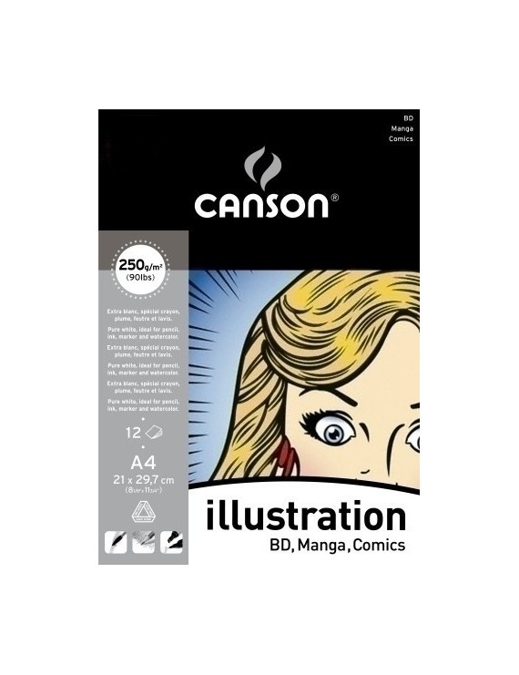 Bloc De Dibujo Guarro-Canson Illustration (Encolado) A4 12H 250G Liso