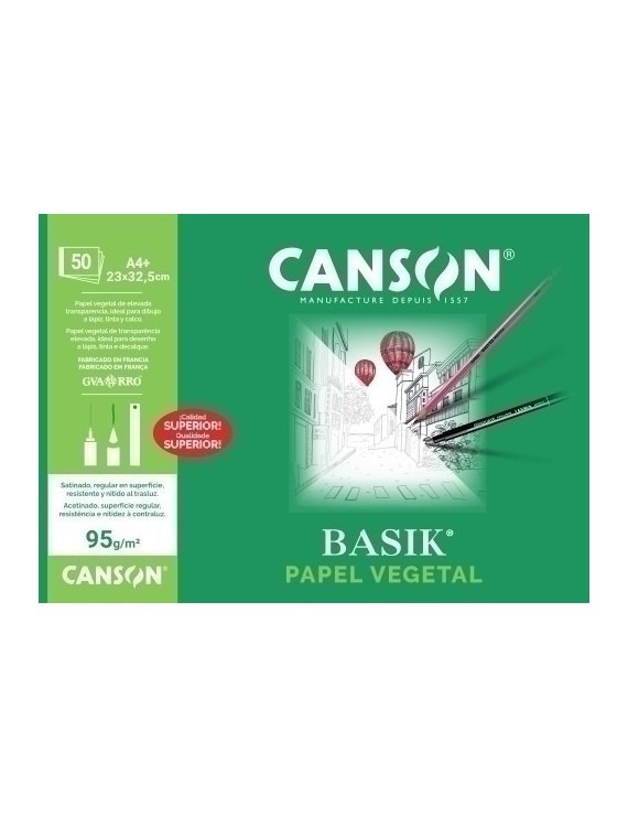 Bloc De Dibujo Guarro-Canson Vegetal (Encolado) 95G A4+ 50H