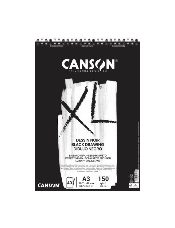Bloc De Dibujo Guarro-Canson Xl Black (Espiral) 150G A3 40H Micro