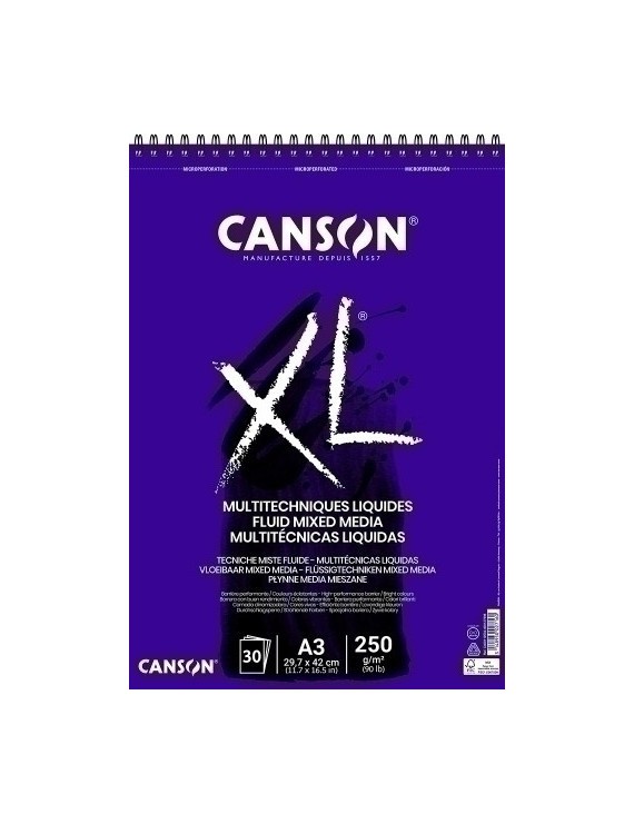 Bloc De Dibujo Guarro-Canson Xl Fluid Mix Media (Espiral) 250G A3 30H