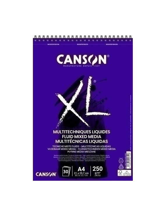 Bloc De Dibujo Guarro-Canson Xl Fluid Mix Media (Espiral) 250G A4 30H