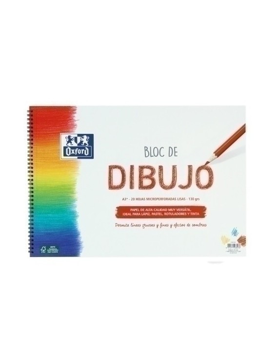 Bloc De Dibujo Oxford (Espiral) 130G A3+ 20H Micro Liso (Rojo)