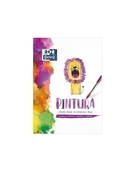 Bloc De Dibujo Oxford Kids Acuarela Y Tempera (Encolado) 180G A3 20H Liso