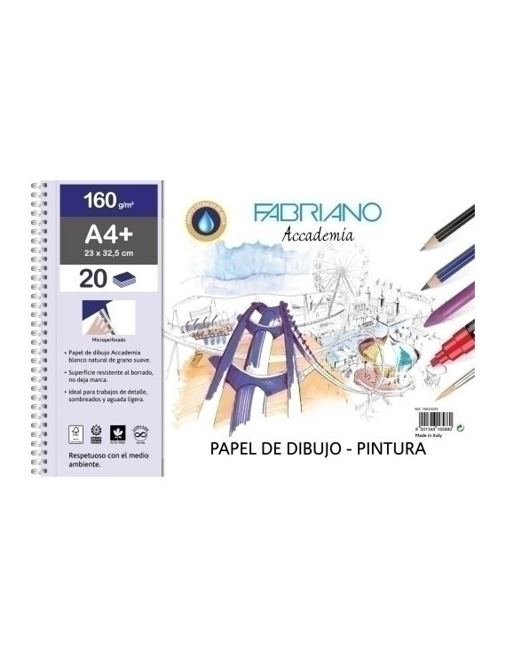 Bloc De Dibujo Y Pintura Fabriano 160G A4+ 20H Liso