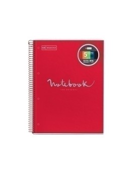Bloc Miquelrius Emotions Notebook 5 Micro.Tapa Dura A4 120H 90G Cuadric.5X5 Rojo