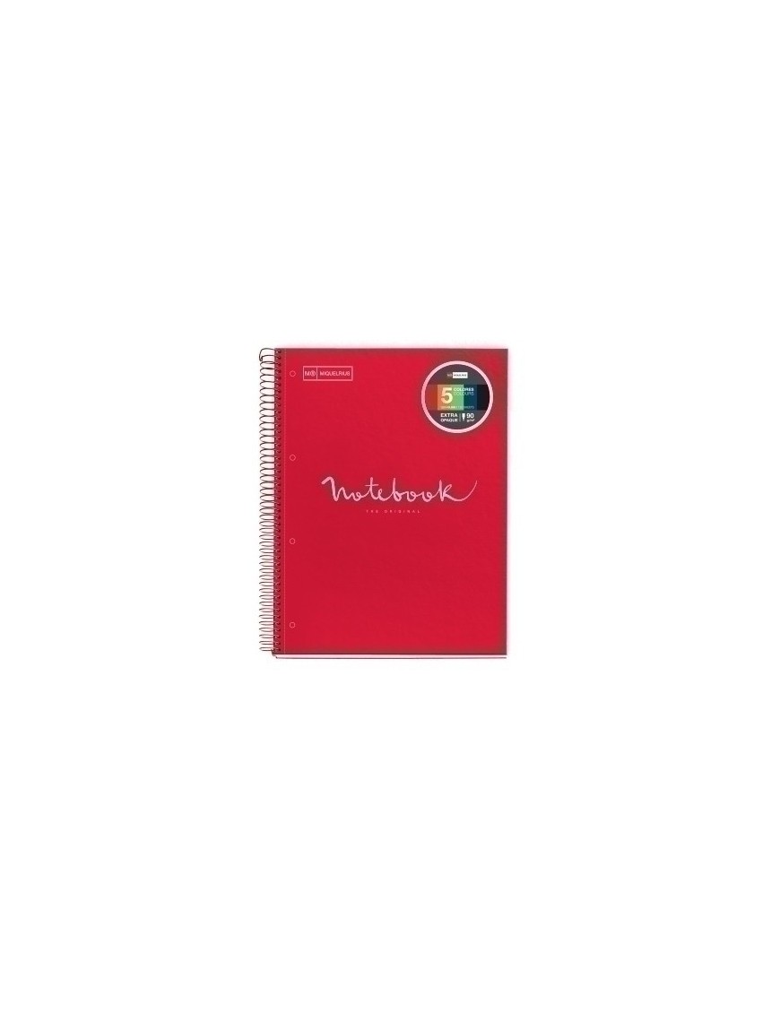 Bloc Miquelrius Emotions Notebook 5 Micro.Tapa Dura A4 120H 90G Cuadric.5X5 Rojo