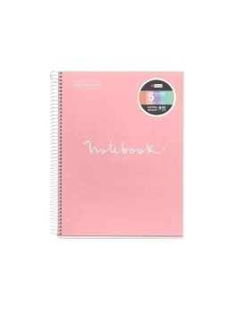 Bloc Miquelrius Emotions Notebook 5 Micro.Tapa Dura A4 120H 90G Cuadric.5X5 Rosa