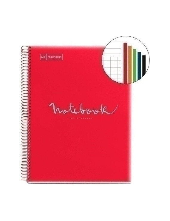 Bloc Miquelrius Emotions Notebook 5 Micro.Tapa Pp A5 120H 90G Horiz.7Mm Rojo