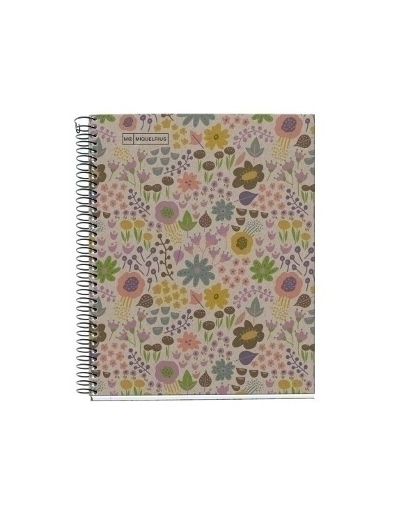 Bloc Miquelrius Notebook 1 Tapa Dura Carton Reciclado A5 80H Ecoflowers Cuadric.5X5