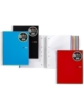 Bloc Miquelrius Notebook 8 Micro.Tapa Pp A4 200H 70G Cuadric.5X5 Rojo