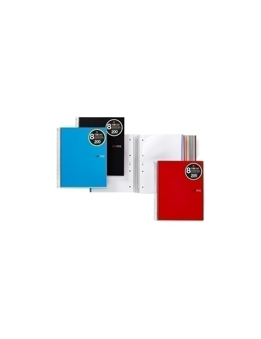 Bloc Miquelrius Notebook 8 Micro.Tapa Pp A4 200H 70G Cuadric.5X5 Rojo