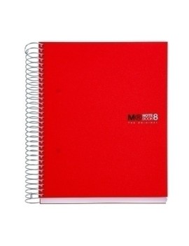 Bloc Miquelrius Notebook 8 Micro.Tapa Pp A5 200H 70G Cuadric.5X5 Rojo