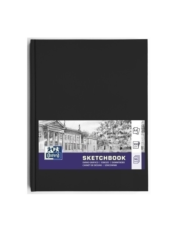 Cuaderno Oxford Artbooks Esbozo (Cosido) 100G 96H A4 Liso Negro
