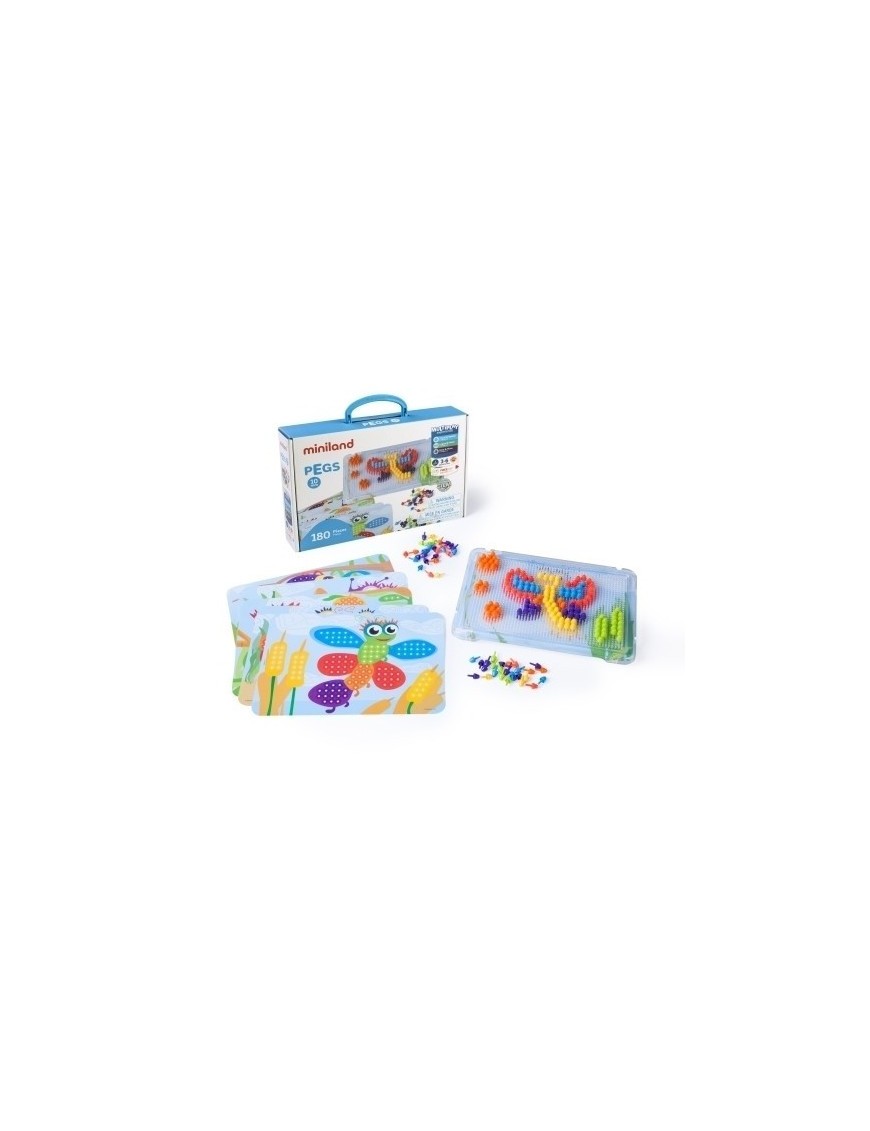 Juego Educativo Miniland Pegs 10 Mm. 180 Piezas Bright Colors (3-6 Años)