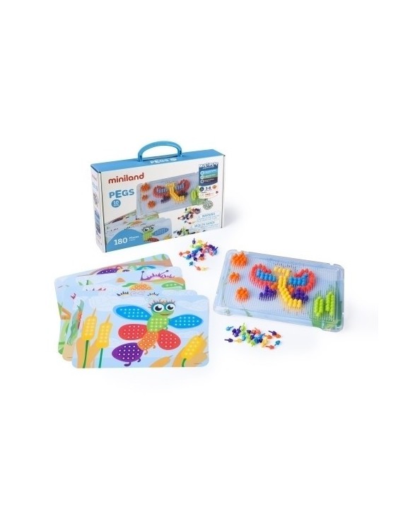 Juego Educativo Miniland Pegs 10 Mm. 180 Piezas Bright Colors (3-6 Años)