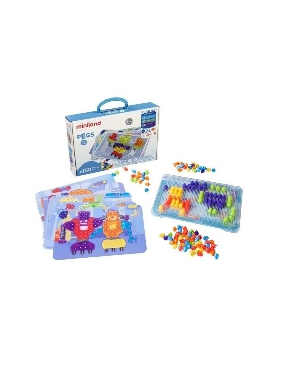 Juego Educativo Miniland Pegs 15 Mm. 150 Piezas Bright Colors (3-6 Años)