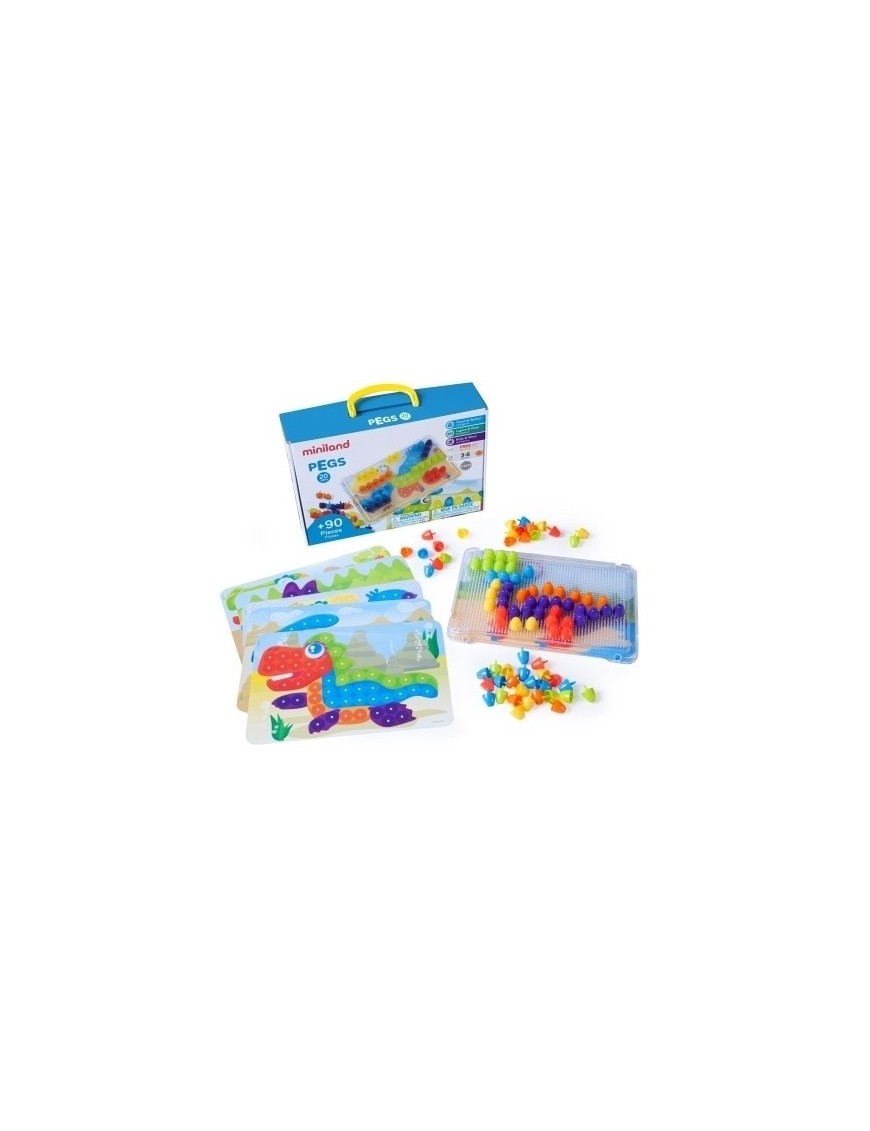 Juego Educativo Miniland Pegs 20 Mm. 90 Piezas Bright Colors (3-6 Años)