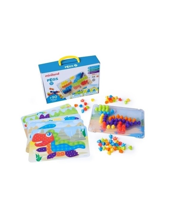 Juego Educativo Miniland Pegs 20 Mm. 90 Piezas Bright Colors (3-6 Años)