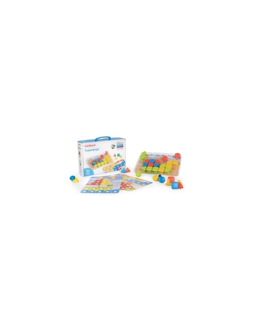 Juego Educativo Miniland Superpegs 32 Piezas Bright Colors (2-5 Años)