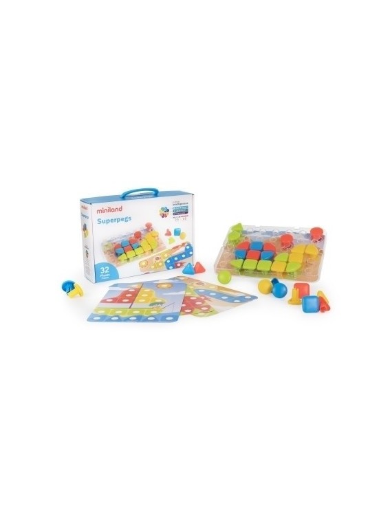 Juego Educativo Miniland Superpegs 32 Piezas Bright Colors (2-5 Años)