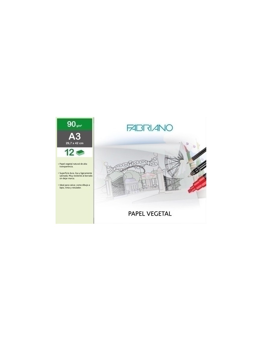 Lamina Papel Vegetal Fabriano A3 B/12