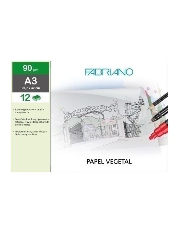 Láminas Papel vegetal CANSON A3 12H 90g