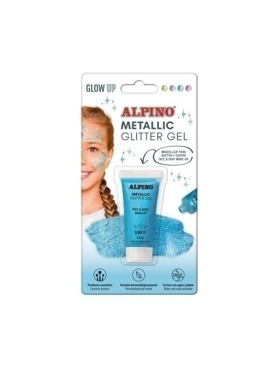 Maquillaje Alpino Glitter Gel Metalico Azul Blister De 1
