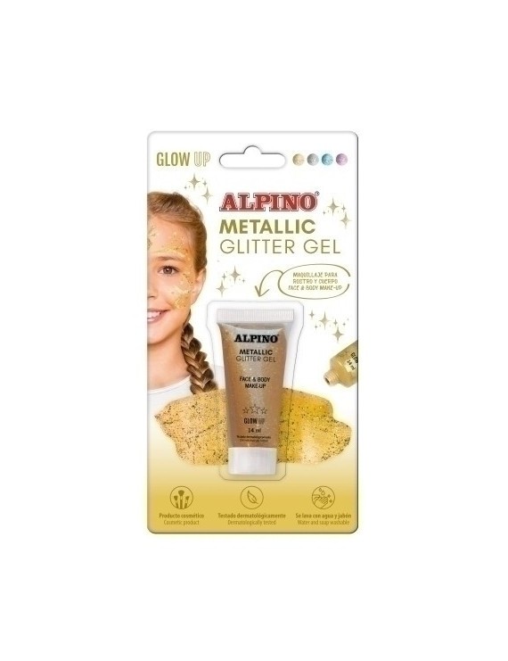 Maquillaje Alpino Glitter Gel Metalico Oro Blister De 1