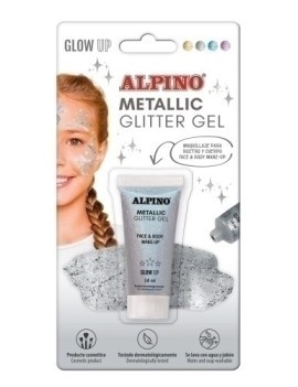 Maquillaje Alpino Glitter Gel Metalico Plata Blister De 1
