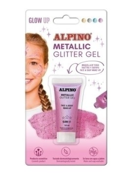 Maquillaje Alpino Glitter Gel Metalico Rosa Blister De 1