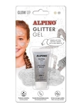 Maquillaje Alpino Glitter Metalico Plata Blister De 1