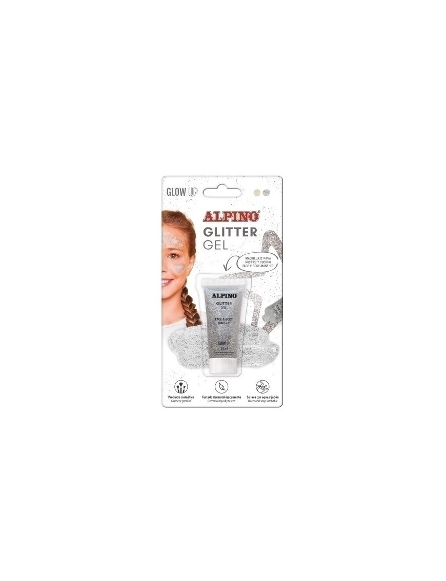 Maquillaje Alpino Glitter Metalico Plata Blister De 1