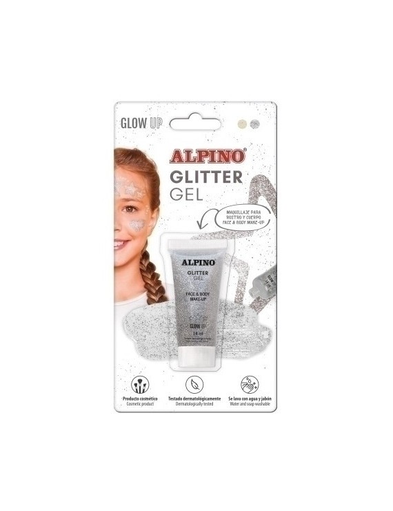 Maquillaje Alpino Glitter Metalico Plata Blister De 1