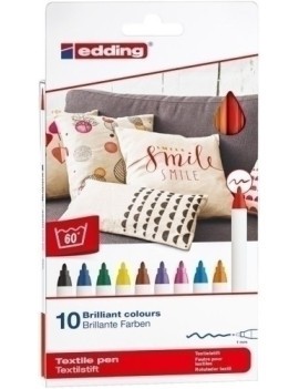 Marcador Textil Edding 4600 (Fino) Colores Basicos Caja De 10