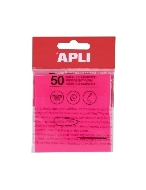 Notas Adhesivas Apli 50H 75X75 Tras.Rosa
