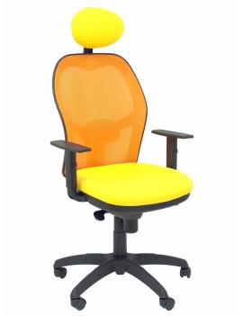 Silla Jorquera malla naranja asiento bali amarillo con cabecero fijo