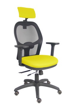 Silla Jorquera traslack malla negra asiento bali amarillo brazos 3D cabecero regulable