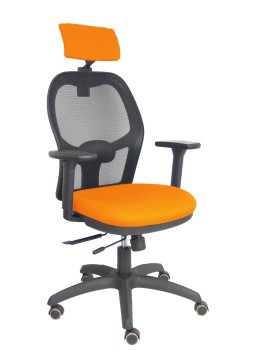Silla Jorquera traslack malla negra asiento bali naranja brazos 3D cabecero regulable