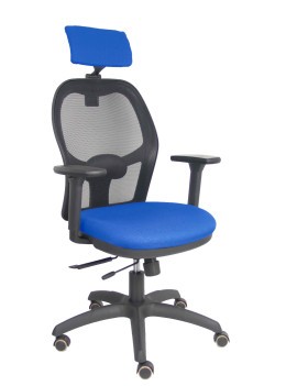 Silla Jorquera traslack malla negra asiento bali azul brazos 3D cabecero regulable