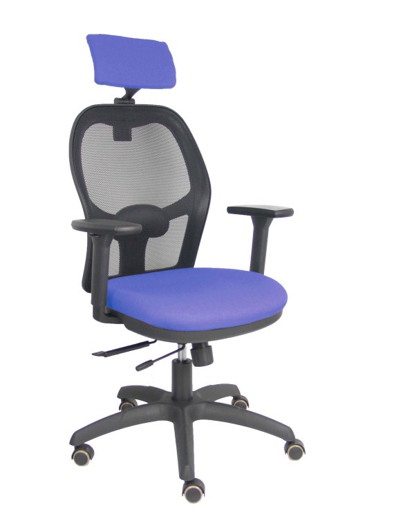 Silla Jorquera traslack malla negra asiento bali azul claro brazos 3D cabecero regulable