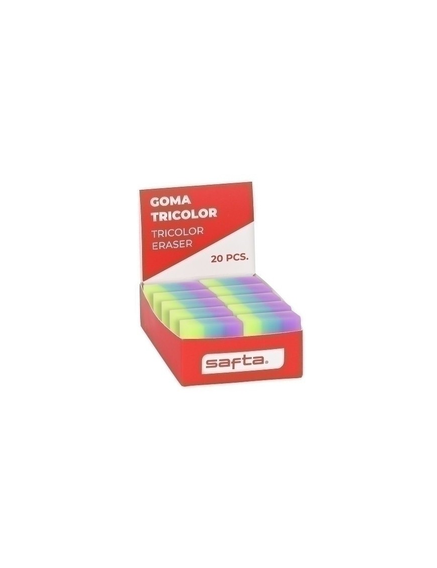 Goma Borrar Safta Pvc Tricolor Exp.20