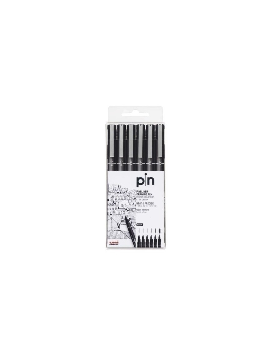 Rotul.Uni Pin Calibrado Negro B/6