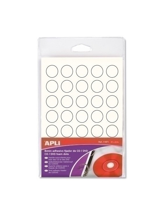 Boton adhesivo fijador cd/dvd 35 uds
