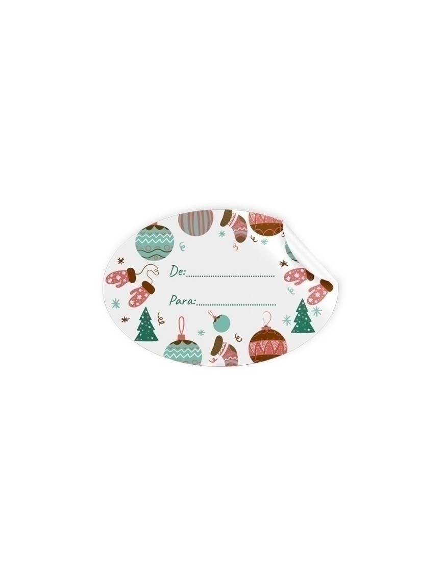 Etiquetas regalo r.250 oval. navidad bolas
